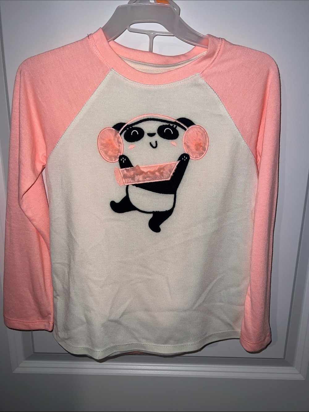 wonder nation Pink & Cream Panda Graphic Long-Sleeve Top